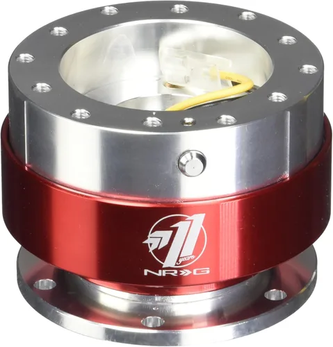 Vista 2 de NRG Innovations Gen 1.5 Adaptador de liberación rápida de 6 agujeros para volante de carreras con pernos de montaje, anillo rojo, NRG-SRK-100RD