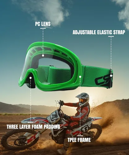 Vista 3 de CRG Sports - Lentes de sol para carrera de carretera de motocross ATV color verde, T815-3-5 T815-3-5