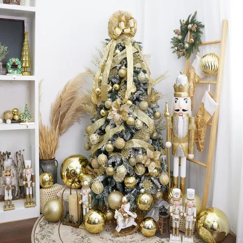 Vista 6 de Adornos de Navidad grandes de 12 pulgadas, bolas de Navidad doradas inastillables, bolas colgantes gigantes con acabado mercurio, decoraciones