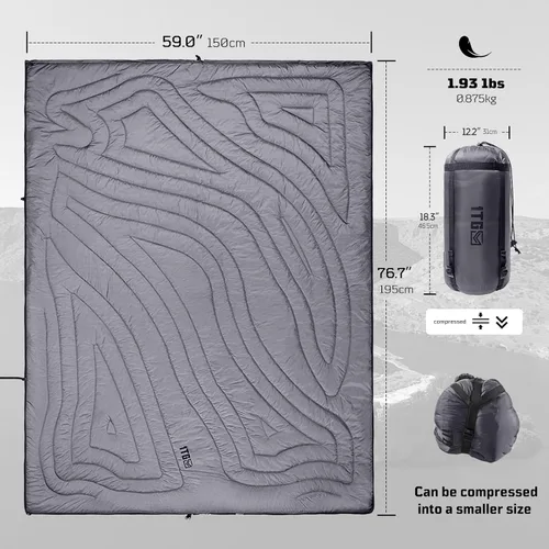 Vista 6 de 1TG Tactical 3M Thinsulate - Manta aislante para campamento, plegable, ligera colcha de campamento con caja para pies, cremallera, manta de dormir