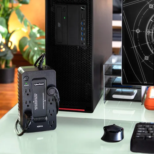 Vista 6 de CyberPower ST425 UPS de reserva con respaldo de batería y protector contra sobretensiones, 425VA/260W, 8 tomas de corriente, compacto, certificado UL