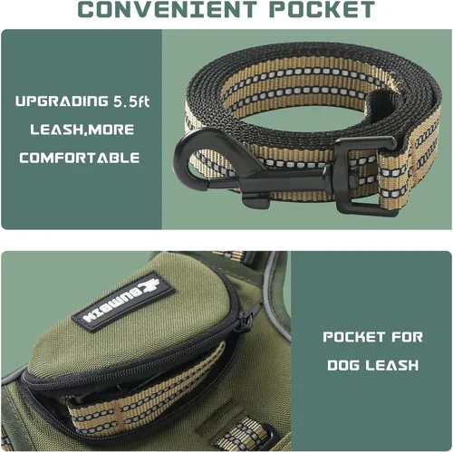 Vista 2 de Arnés sin tirones para perros pequeños, ajustable sin estrangulamiento, chaleco para mascotas con correa para perro, arnés reflectante inteligente