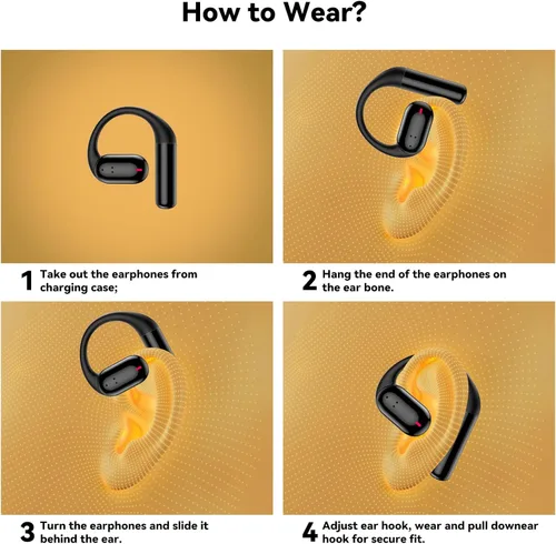 Vista 9 de Auriculares de Conducción Ósea Inalámbricos Bluetooth 5.4, Auriculares para Dormir de 0.8g con Micrófono HD/Control Táctil/Llamadas Claras, Negro