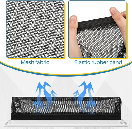 Vista 4 de Zonon 12 piezas de 2 x 12 pulgadas, cubierta de trampa para registro de piso, pantalla de ventilación para ventilación del hogar, banda elástica