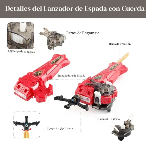 Vista 4 de Bey Battling Blade Burst - Set de Juguetes, 12 Giroscopios Giratorios Burst, 2 Lanzadores Bidireccionales con Agarre, Tops de Combate Juego
