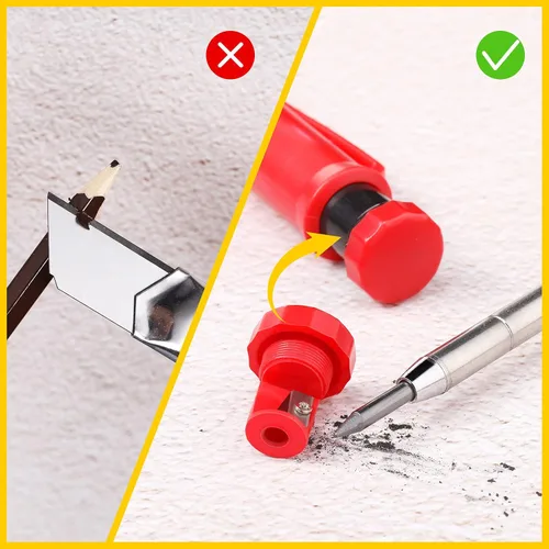 Vista 5 de Outus Lápiz de carpintero sólido con sacapuntas y lápices mecánicos, lápices de carpintería para pisos de madera, marcador, carpintero, dibujo