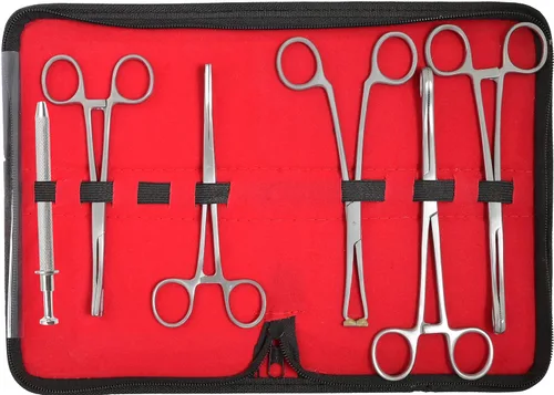 Kit de 6 piezas de instrumentos de perforación para el cuerpo, herramientas Penington, esponja, pinzas para tabique, agarrador de bola de 4 puntas