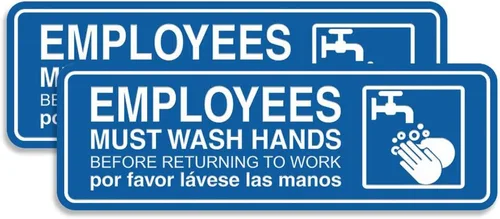 Vista 65 de Standard Employees Must Wash Hands - Letrero para puerta/pared, color negro, pequeño