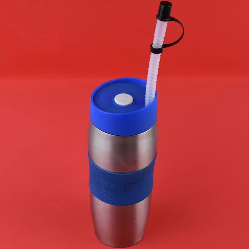 Vista 7 de Pajitas flexibles con tapa de pajilla, popotes flexibles de 11 pulgadas de largo, popotes flexibles y reutilizables con tapas de tapas