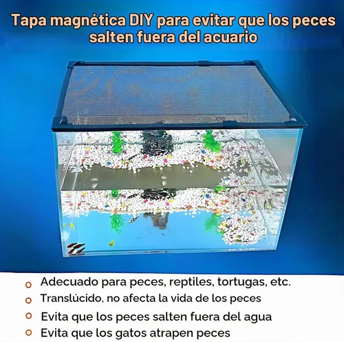 Vista 3 de La cubierta magnética de la tapa del tanque de peces evita que los peces salten