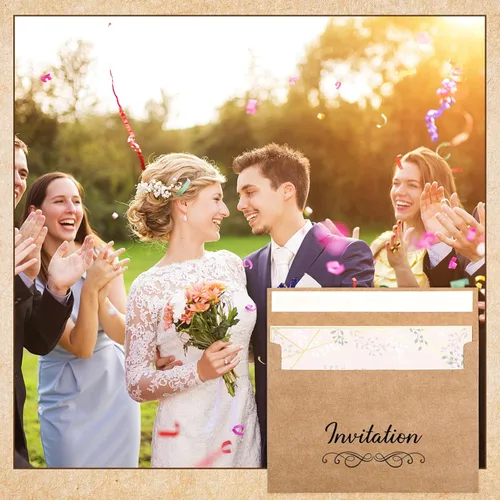 Vista 2 de Yahenda Paquete de 300 sobres de papel kraft A7 de 5 x 7 para invitaciones de boda, despedida de soltera, fiesta de cumpleaños, tarjetas de Marrón