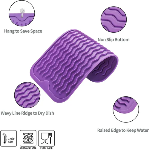Vista 1029 de MicoYang Alfombrilla de Silicona para Secar Platos de Múltiples Usos, Fácil de Limpiar, Ecológica, Alfombrilla de Silicona Resistente al Calor