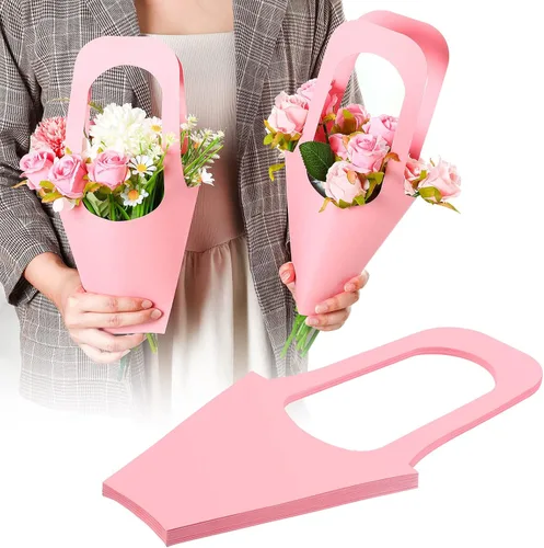 Sabary - 24 bolsas de flores de papel kraft para envolver flores, color