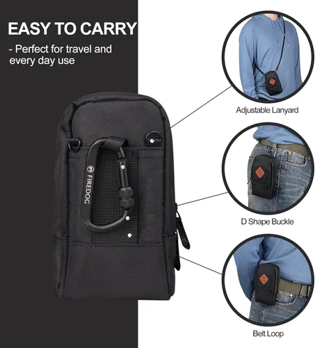 Vista 5 de FIREDOG Bolsa a prueba de olores, bolsa a prueba de olores para perro probada Mini bolsas de cruce para almacenamiento de viaje (negro)