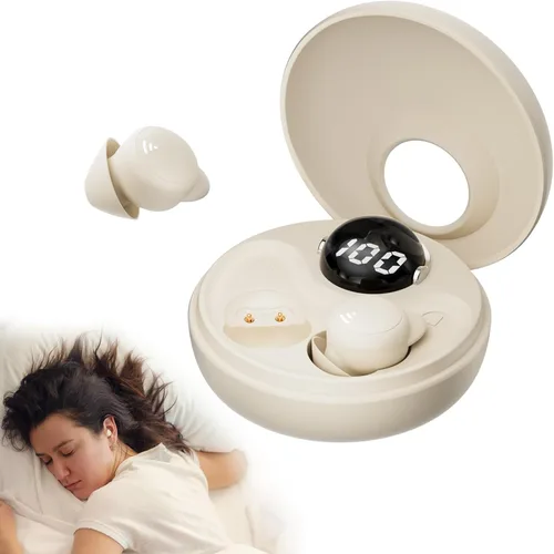sunvito Tapones para los oídos para dormir de lado, mini auriculares inalámbricos invisibles Bluetooth 5.3 con cancelación de ruido, tapones