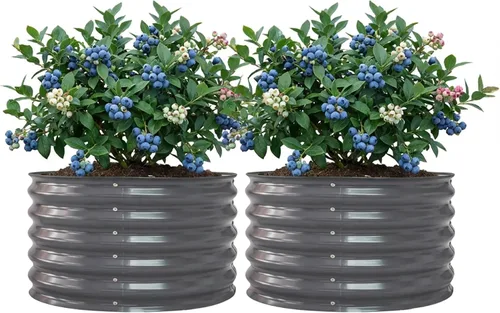 Cama de jardín elevada para hierbas de 17 pulgadas de alto para albahaca, lavanda, salvia, caja plantadora redonda de 30 pulgadas de ancho para gris