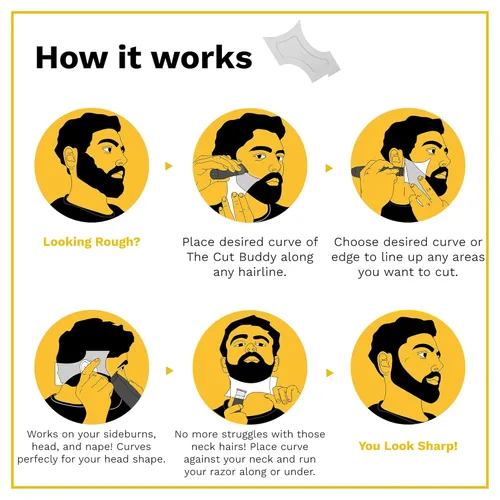 Vista 7 de Múltiples herramientas de corte para formar barba de Cut Buddy, plantilla de corte de pelo, guía para corte de bigote