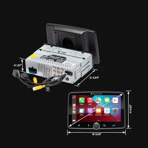 Vista 5 de Planet Audio P70CPA-F Estéreo para automóvil - Apple CarPlay, Android Auto, Single Din, pantalla táctil de 7 pulgadas, Bluetooth, sin reproductor