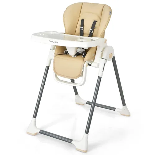 BABY JOY Silla alta para bebés y niños pequeños, silla alta plegable con altura ajustable, respaldoreposapiés, bandeja extraíble doble, soporte para