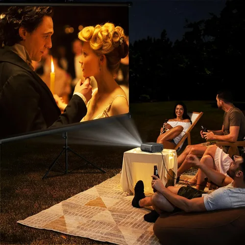 Vista 8 de [Enfoque eléctrico/alto brillo] Proyector FUDONI con WiFi y Bluetooth, nativo 1080P Real 400 lúmenes ANSI, proyector de cine al aire libre, pantalla