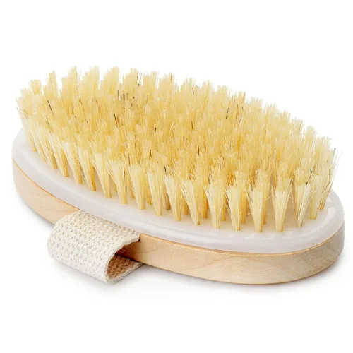 Vista 8 de Cepillo corporal de cepillado en seco, lo mejor para exfoliar la piel seca, drenaje linfático y tratamiento de celulitis, exfoliante orgánico de spa