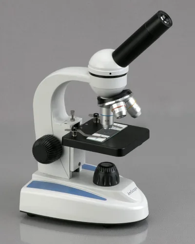 Vista 4 de AmScope Microscopio monocular compuesto digital M149C-E, oculares WF10x y WF25x, aumento de 40x-1000x, iluminación LED, campo brillante, condensador