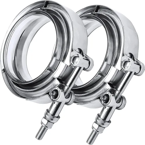 Vista 7 de Abrazadera de banda en V de acero inoxidable de 2.5 pulgadas con bridas macho hembra de acero suave para tubos de escape turbo Racing Ford Pickup