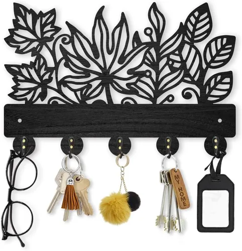 Vista 27 de MAYJOYDIY Gancho de pared para perro de 11.8 x 7.9 pulgadas de madera, lindo animal para mascotas, decoración artística de pared, 5 ganchos