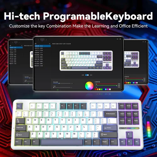 Vista 7 de Aula F87 Pro Wireless Mechanical Keyboard, Tri-Mode Bluetooth2.4GUSB-C Hot-Swappable RGB Gaming Keyboard, Gasket Mount, 4000mAh, for WindowsMac