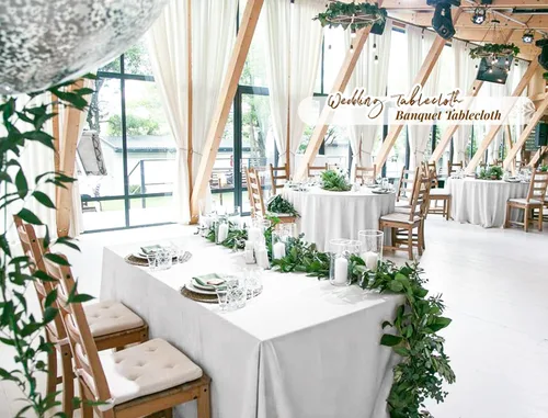 Vista 6 de Paquete de 10 manteles rectangulares de color blanco para mesas rectangulares de 8 pies de 90 x 156 pulgadas, mantel rectangular de lino blanco de 8