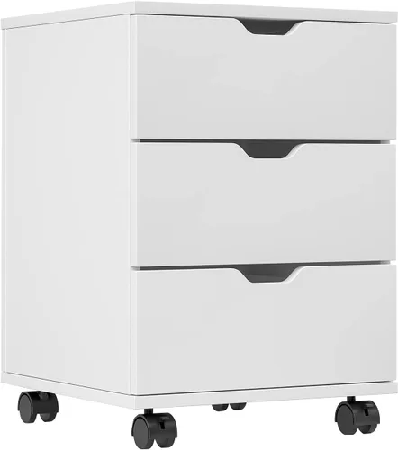 Farini Archivador móvil para oficina en casa, baúl de 3 cajones de madera, cajones para debajo del escritorio, cajones de almacenamiento, color