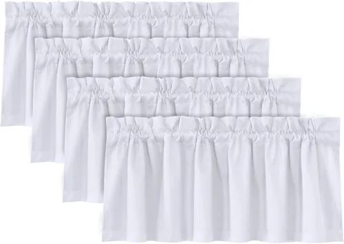 Vista 12 de H.VERSAILTEX Cenefas de cortina 100% opacas para ventanas, 2 paneles con aislamiento térmico, bolsillo para barra, pequeña cenefa corta para cocina