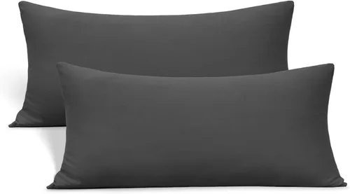 Vista 35 de Paquete de 2 fundas elásticas para almohada - Punto jersey y cierre de sobre, fundas de almohada con mezcla de poliéster ultra suave tipo camiseta