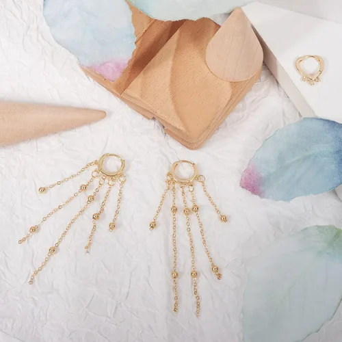 Vista 2 de Craftdady Aretes de aro chapados en oro de 14 quilates, 12 pares de aretes de aro de latón con múltiples bucles, círculo, lágrima, flor, palanca