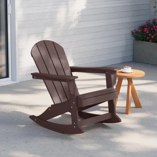 Vista 48 de WestinTrends Malibu Silla mecedora de polietileno Adirondack para exteriores/patio, azul marino