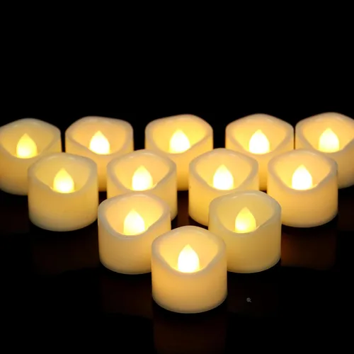 Vista 8 de Velas LED sin llama parpadeantes que funcionan con pilas, velas votivas para mesa del hogar, Halloween, Navidad, boda, fiesta, decoración, luces