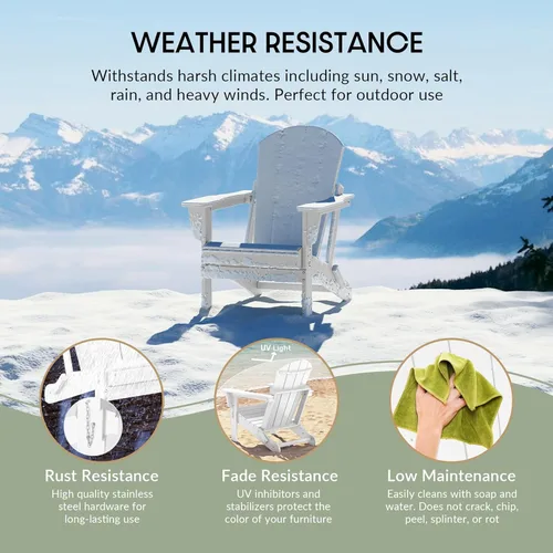 Vista 5 de WestinTrends Malibu - Juego de 2 sillas Adirondack plegables de polietileno para exteriores, color blanco