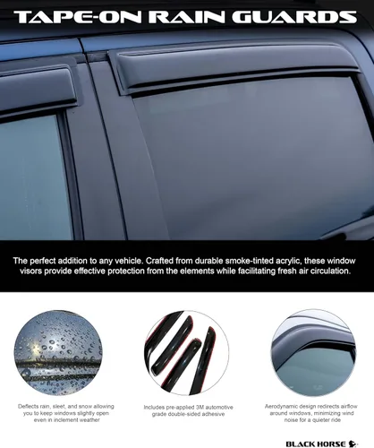 Vista 3 de Black Horse - 4 protectores de lluvia para ventana, deflector solar compatible con Silverado/Sierra 1500 2014-2018 doble cabina Silverado/Sierra