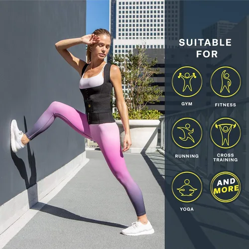 Vista 5 de HOT SHAPERS Cincher de cintura con entrenador de cintura y moldeador para mujer, chaleco de sudor de entrenamiento, traje de sauna para adelgazar