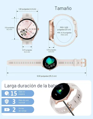 Vista 7 de HUAKUA Relojes inteligentes para mujeres y hombres (Responder/Realizar llamadas) Compatibles con teléfonos iPhone/Android, reloj inteligente redondo
