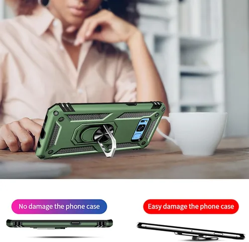 Vista 5 de Yiakeng Funda para Samsung Galaxy S8, Samsung S8, funda protectora de grado militar con anillo para Samsung Galaxy S8 (verde militar)