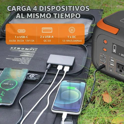 Vista 3 de Panel solar plegable de 40W para iPhone, iPad, computadora portátil