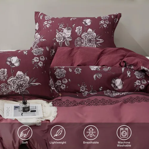 Vista 119 de SAPHREAS Juego de funda de edredón de algodón, tamaño King, a cuadros color gris oscuro y gris, geométrico, 3 piezas, 1 funda de edredón y 2 fundas