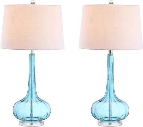 JONATHAN Y JYL1079B-SET2 Conjunto de 2 Lámparas de Mesa Bette 28.5" Lámpara de Mesa LED Contemporánea de Cristal en Forma de Lágrima para Mesita de
