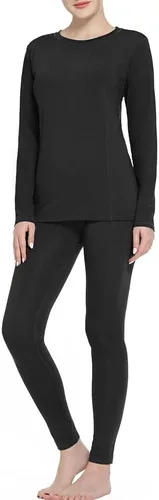 Vista 2 de Conjunto de ropa interior térmica para mujer, capa base deportiva, para invierno, cálido, largo, ropa de compresión para clima frío, para esquí