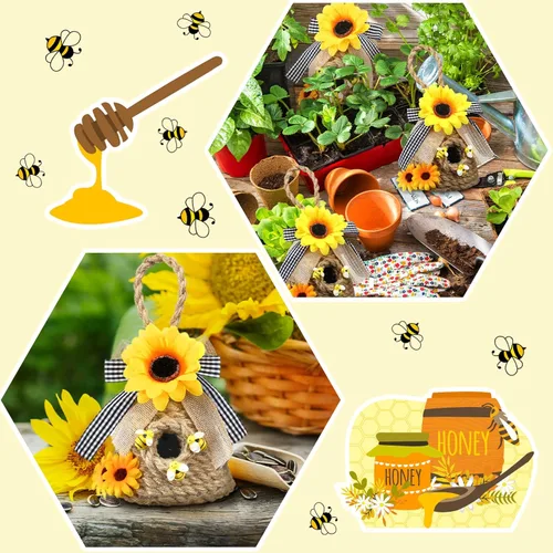 Vista 5 de 2 piezas de mini colmena de abeja decoración de colmena de abejas decoración de bandeja escalonada de primavera verano estante de abeja cuidadora