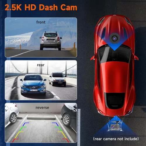 Vista 3 de Spedal Receptor inalámbrico CarPlay y Android Auto CL518, cámara de tablero Ultra HD de 2.5K, audio Bluetooth, comando de voz, carga rápida