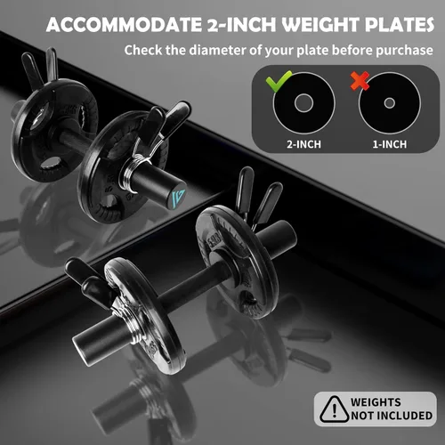 Vista 5 de Mango de Mancuerna Olímpica de 16", Barra de Mancuerna para Discos de Peso Olímpicos de 2 pulgadas, Mancuernas Cargables para Entrenamiento