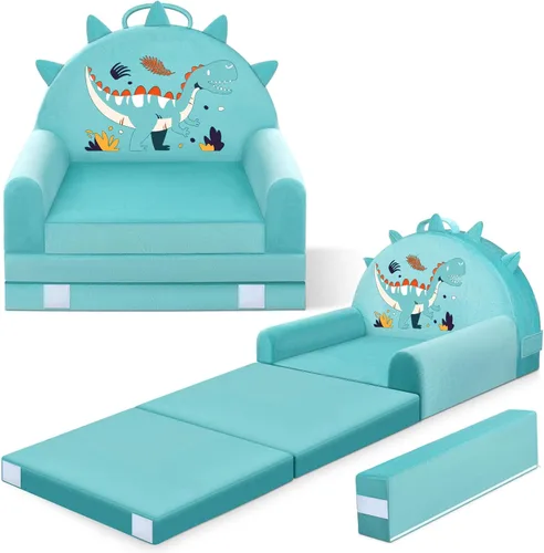 Vista 26 de Crown - Sofá cama para niños con funda extraíble lavable y respaldo de Magic-Tape - Silla plegable para niños pequeños, cómodos muebles