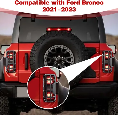 Vista 3 de para Ford Bronco Raptor Guarda de Luz Trasera Cúpula Compatible con Ford Bronco Raptor 2021 2022 2023 2024 Accesorios Exteriores Negros 2 piezas